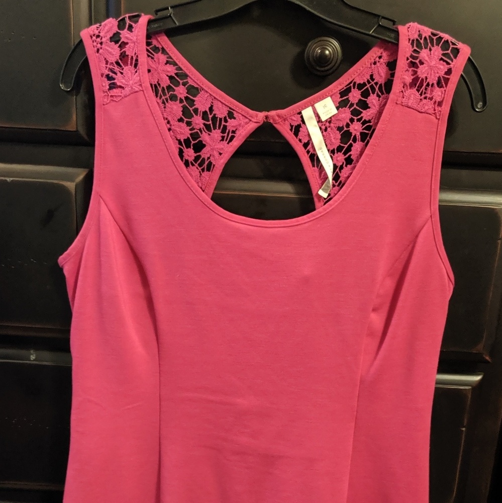 LC Lauren Conrad Pink Lace Back Dress